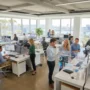 “Employees collaborating in a modern Australian office with digital screens displaying business analytics and growth insights.”