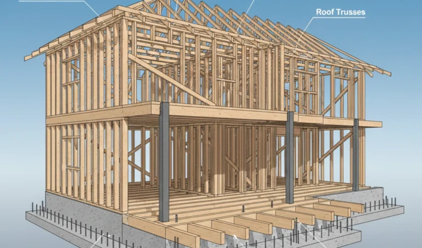 Australian residential building structure showing foundations, beams, and framing to explain basic structural engineering concepts for non-engineers