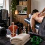Professional remedial massage treatment in a realistic Australian clinic with therapy tools, highlighting recovery from muscle tension and persistent pain.